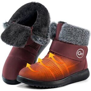 Womens Red Winter Snow Boots Comfortable Warm Waterproof Non Slip